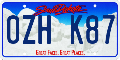 SD license plate 0ZHK87