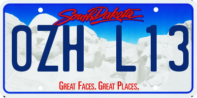 SD license plate 0ZHL13