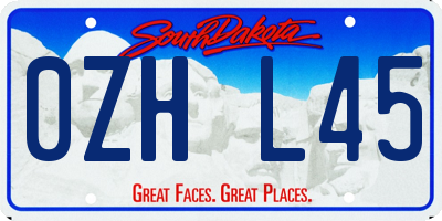 SD license plate 0ZHL45
