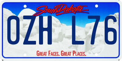 SD license plate 0ZHL76