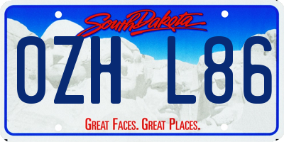 SD license plate 0ZHL86