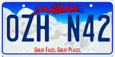 SD license plate 0ZHN42