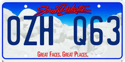 SD license plate 0ZHQ63