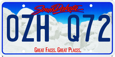 SD license plate 0ZHQ72