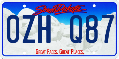 SD license plate 0ZHQ87