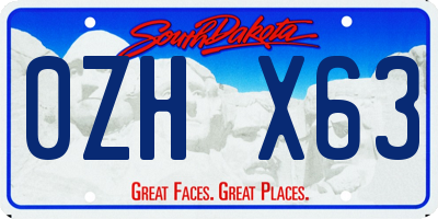 SD license plate 0ZHX63