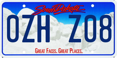 SD license plate 0ZHZ08