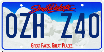 SD license plate 0ZHZ40