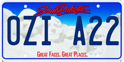 SD license plate 0ZIA22