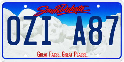 SD license plate 0ZIA87