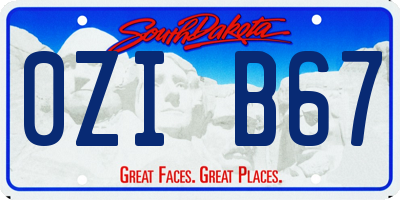 SD license plate 0ZIB67