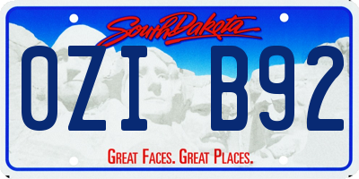 SD license plate 0ZIB92