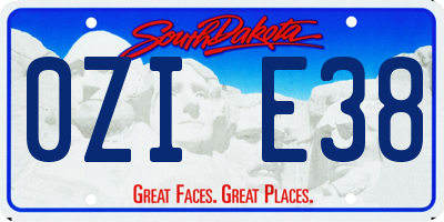 SD license plate 0ZIE38
