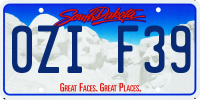 SD license plate 0ZIF39