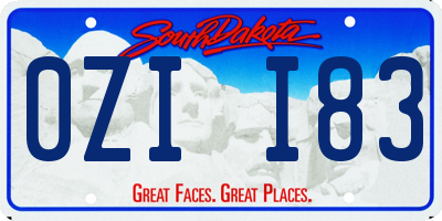 SD license plate 0ZII83