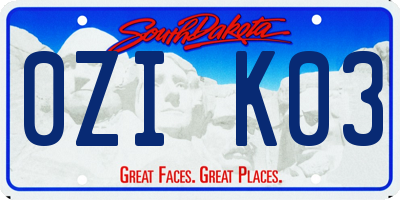 SD license plate 0ZIK03
