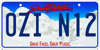 SD license plate 0ZIN12