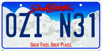 SD license plate 0ZIN31