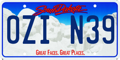 SD license plate 0ZIN39