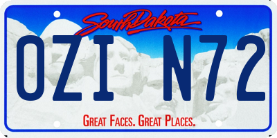 SD license plate 0ZIN72