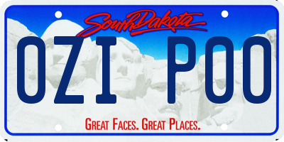 SD license plate 0ZIP00