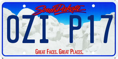SD license plate 0ZIP17