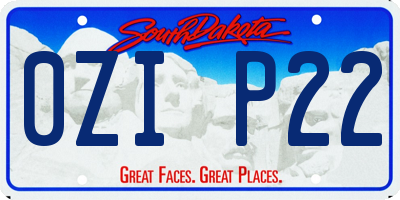SD license plate 0ZIP22