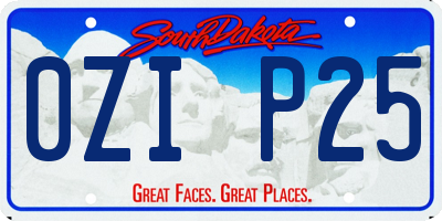 SD license plate 0ZIP25
