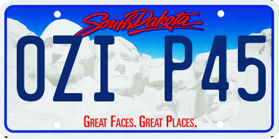 SD license plate 0ZIP45