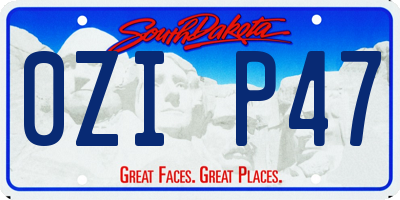 SD license plate 0ZIP47