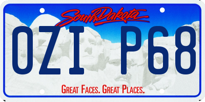 SD license plate 0ZIP68
