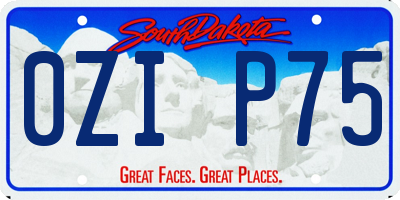 SD license plate 0ZIP75