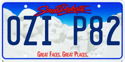 SD license plate 0ZIP82