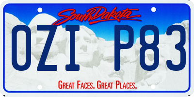 SD license plate 0ZIP83