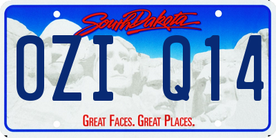 SD license plate 0ZIQ14