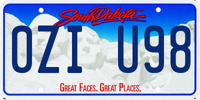SD license plate 0ZIU98