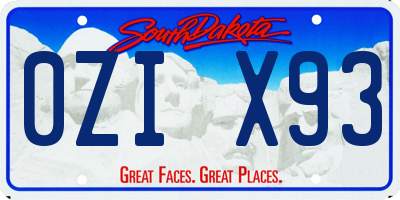 SD license plate 0ZIX93