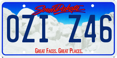 SD license plate 0ZIZ46