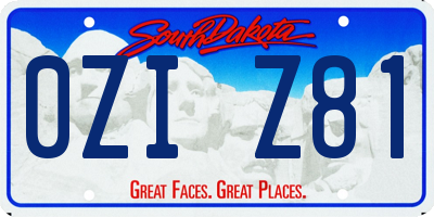 SD license plate 0ZIZ81
