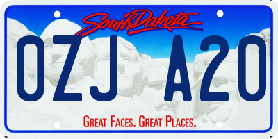 SD license plate 0ZJA20