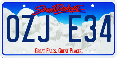 SD license plate 0ZJE34