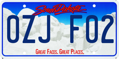 SD license plate 0ZJF02