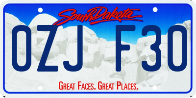 SD license plate 0ZJF30