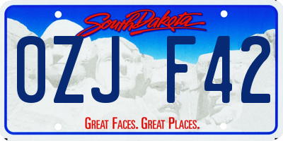 SD license plate 0ZJF42
