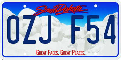 SD license plate 0ZJF54