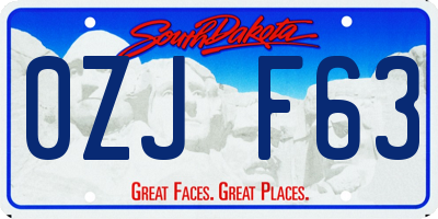 SD license plate 0ZJF63