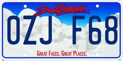 SD license plate 0ZJF68