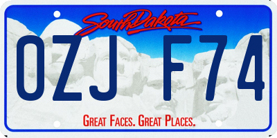 SD license plate 0ZJF74
