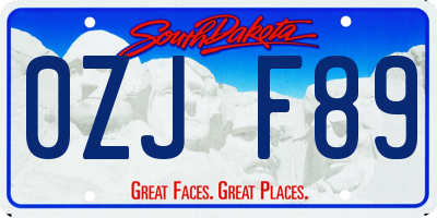 SD license plate 0ZJF89
