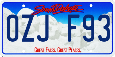SD license plate 0ZJF93